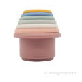 Jouet de tasse de pile sans toxique en silicone coloré en silicone